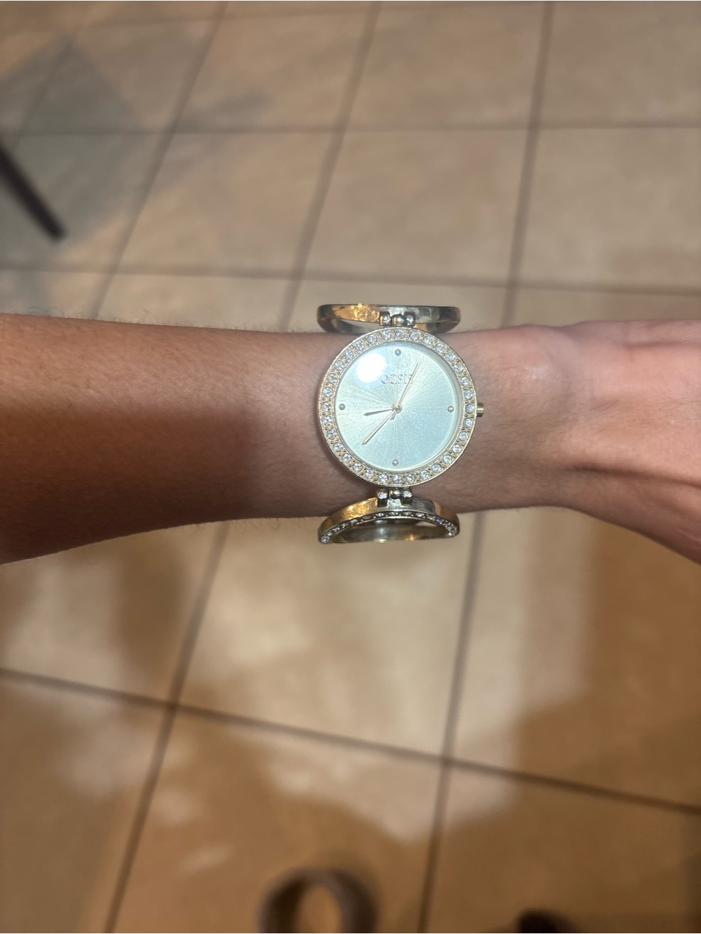 Oasis Gold Statement Bracelet Watch Rhinestone Working